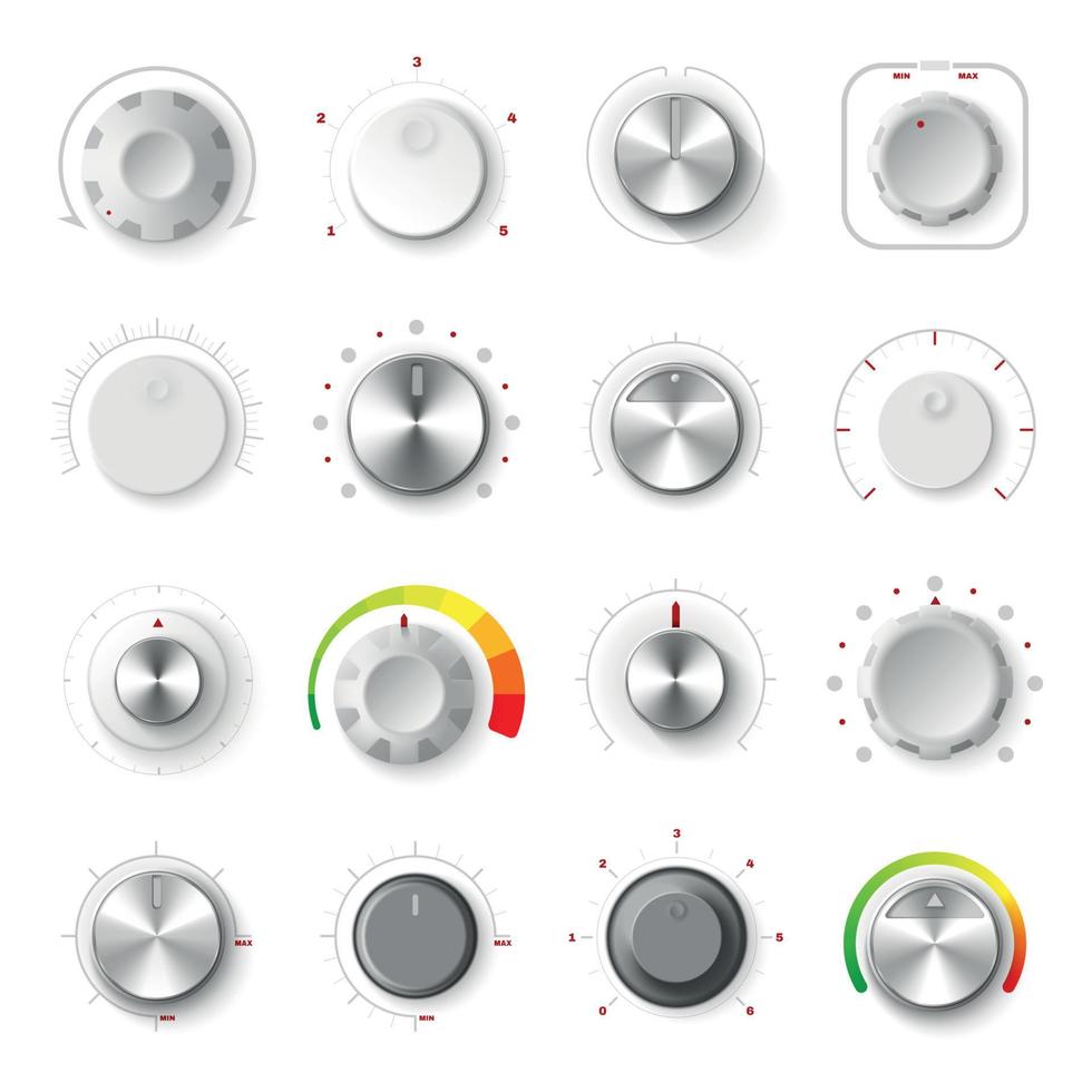 dial de ajuste redondo conjunto realista vector