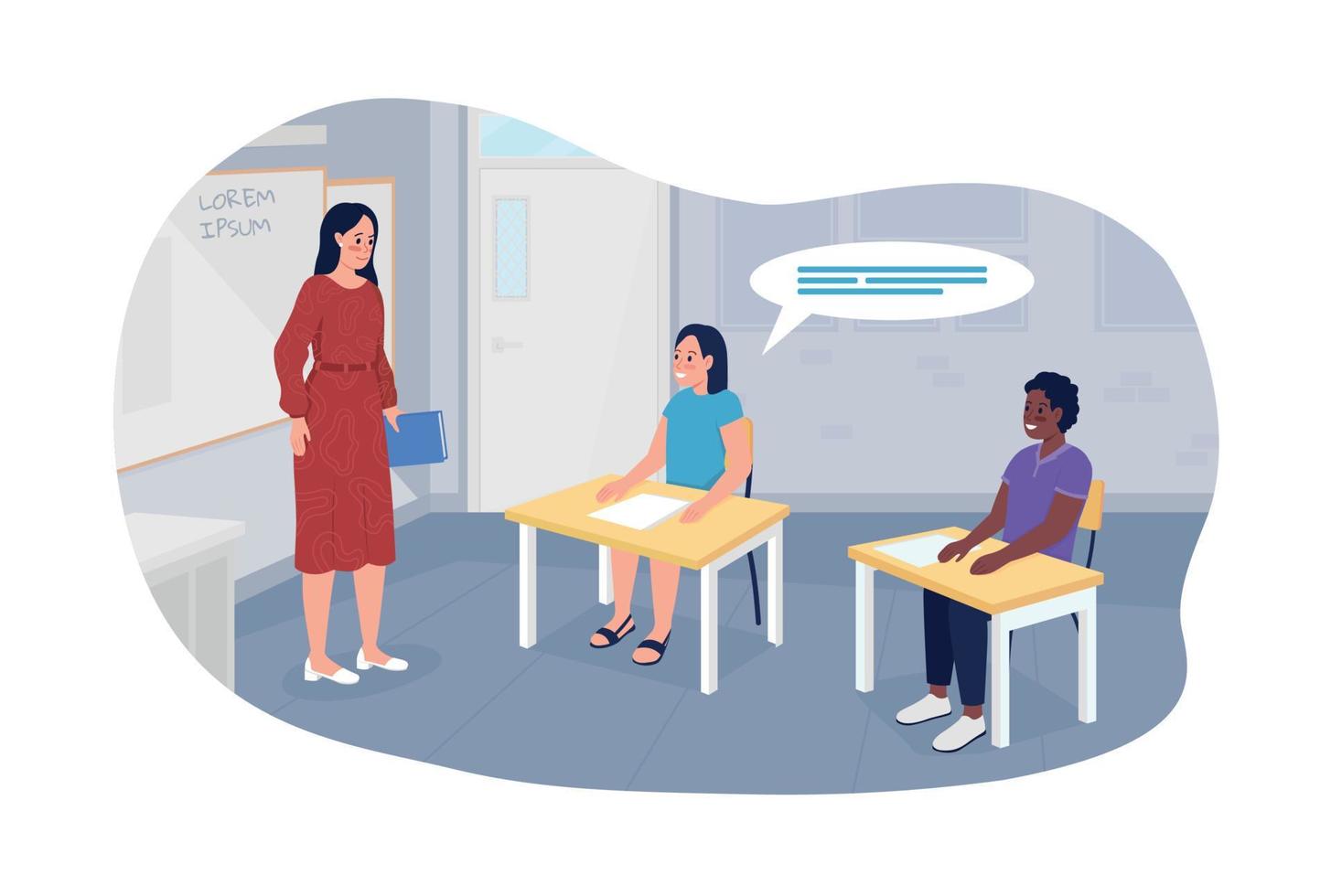 School class 2D vector isolated illustration