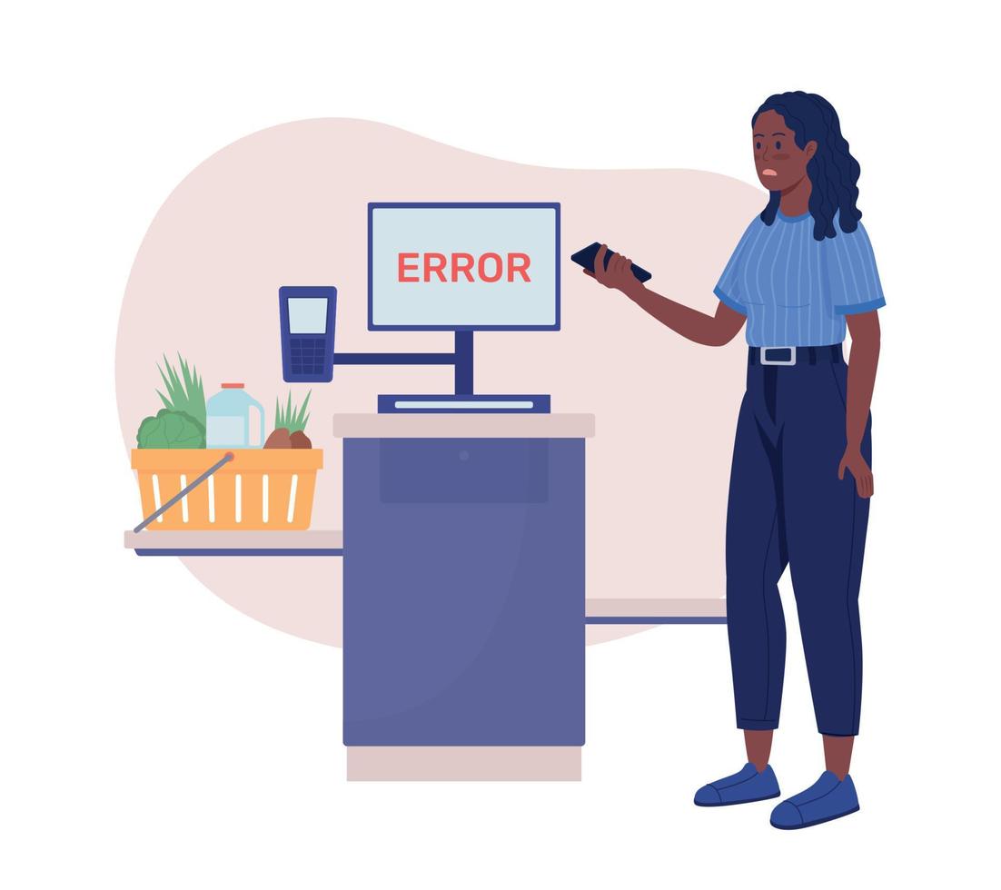 Self check out error 2D vector isolated illustration