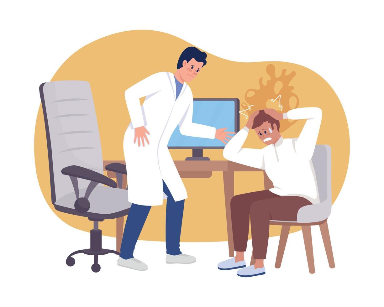 Panic attack at clinic 2D vector isolated illustration