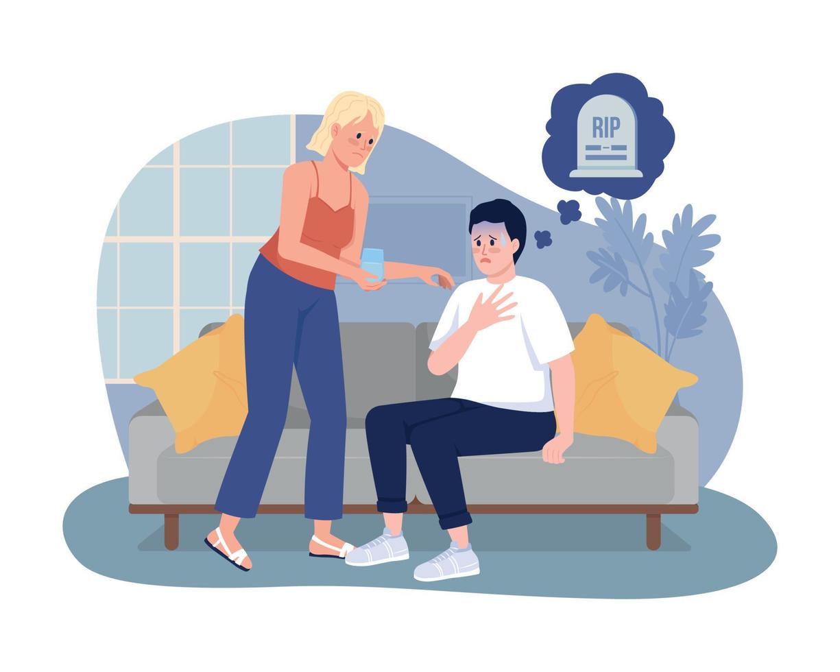 Fear of death 2D vector isolated illustration