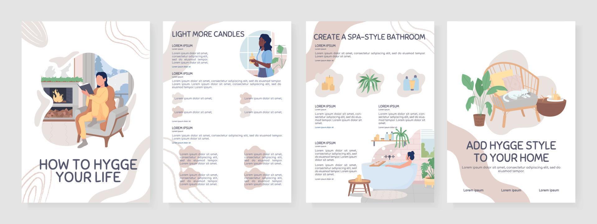 How to hygge your life flat vector brochure template
