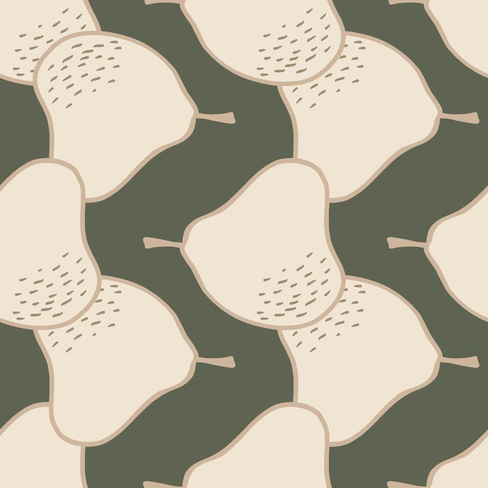 Doodle pear seamless pattern. Hand drawn botanical backdrop. vector