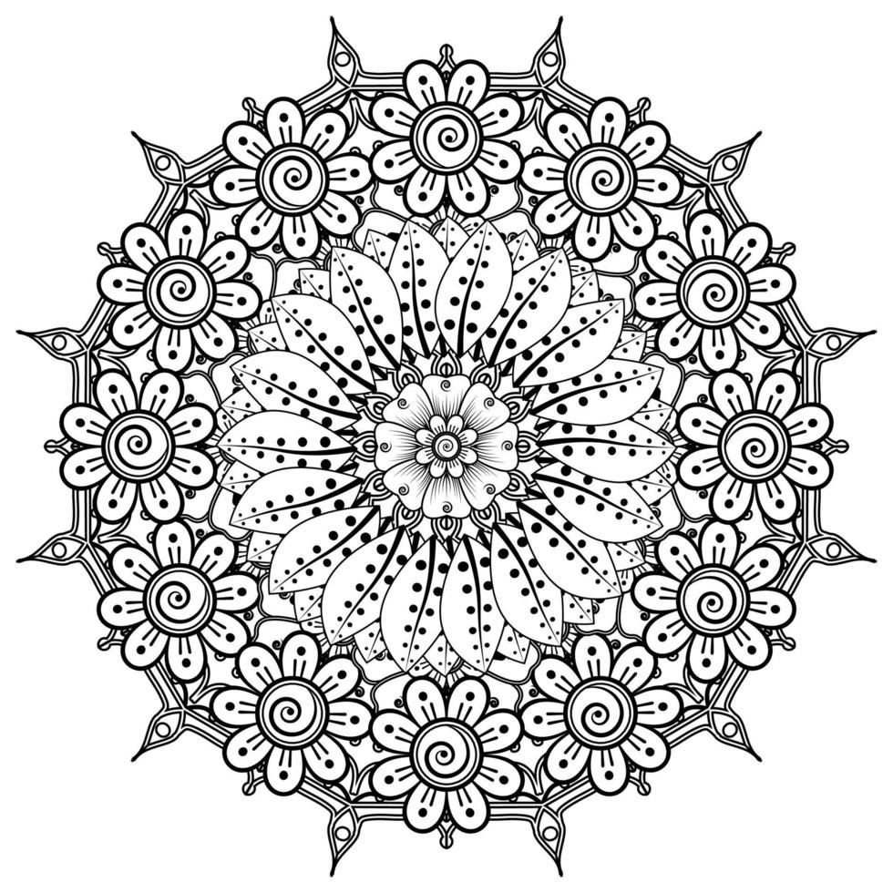 patrón circular en forma de mandala para henna, mehndi, tatuaje, decoración. adorno decorativo en estilo étnico oriental. página de libro para colorear. vector