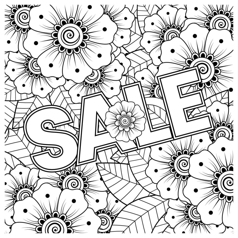 Sale banner or card template with mehndi flower vector