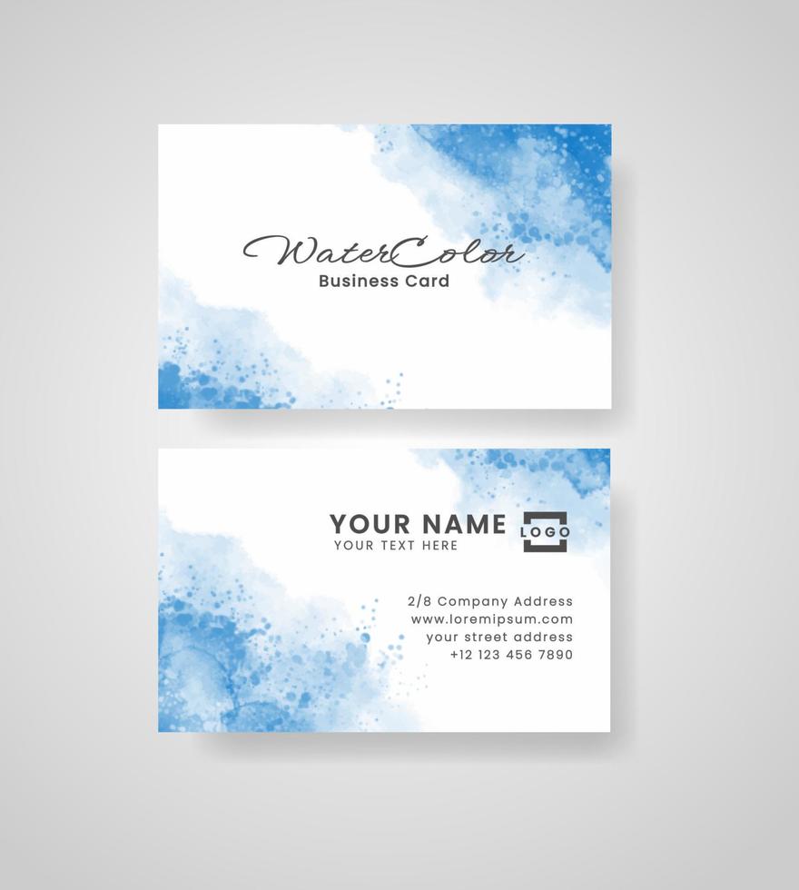 Abstract splashed watercolor business card vector