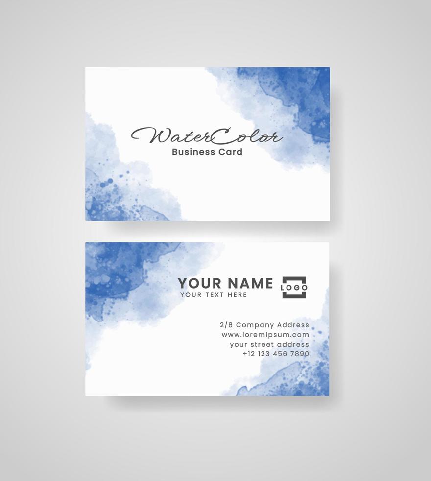 Abstract splashed watercolor business card vector