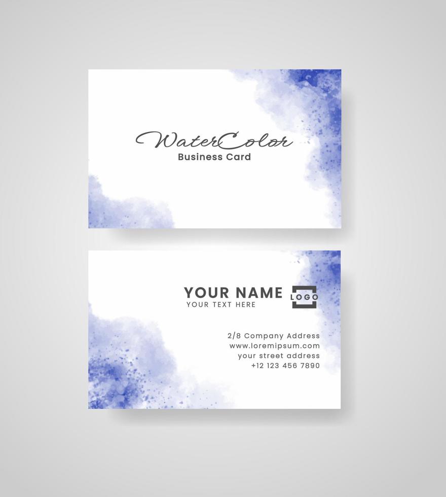 Abstract splashed watercolor business card vector