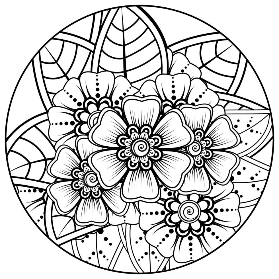 patrón circular en forma de mandala para henna, mehndi, tatuaje, decoración. adorno decorativo en estilo étnico oriental. página de libro para colorear. vector