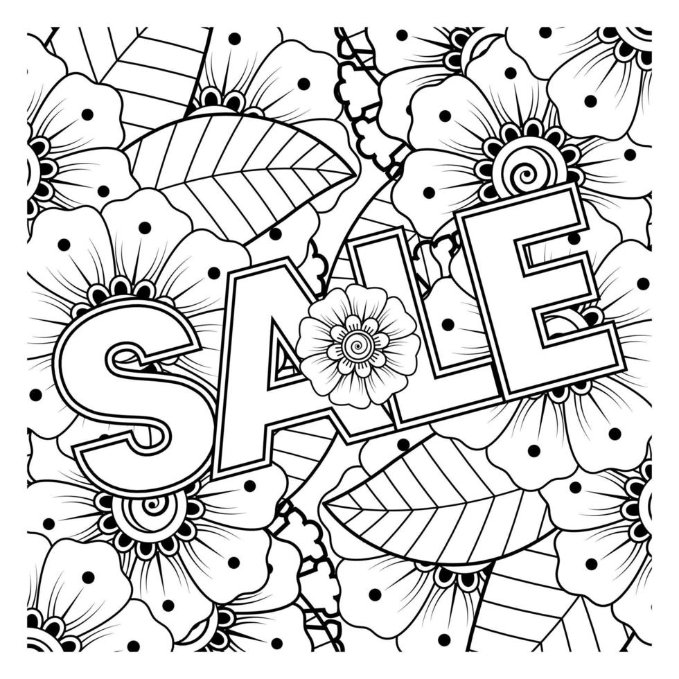 Sale banner or card template with mehndi flower vector
