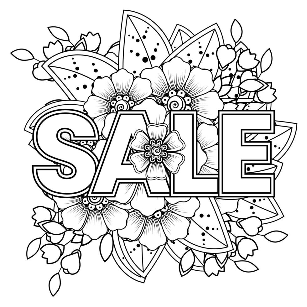 Sale banner or card template with mehndi flower vector