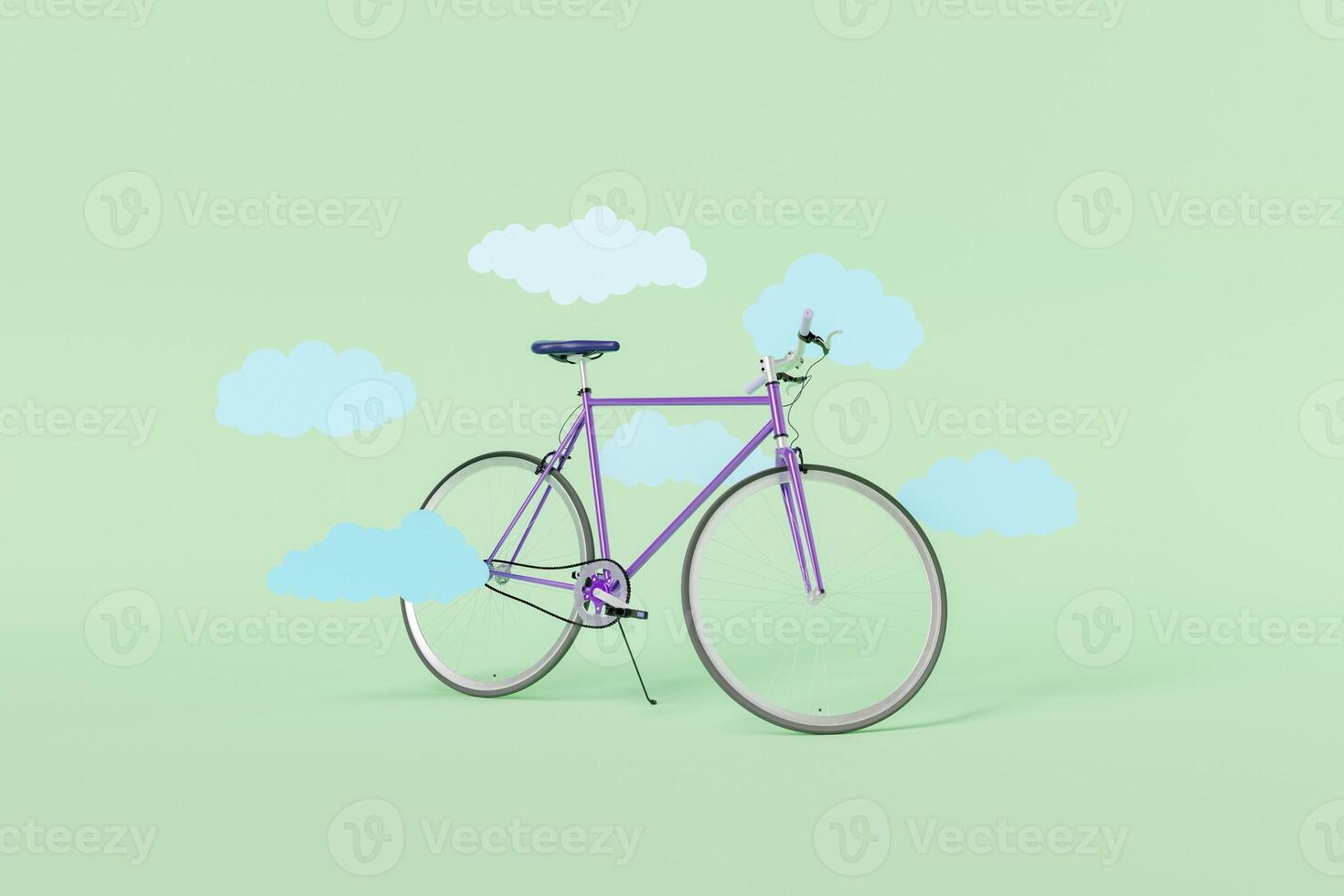 retro bike with flat clouds around photo