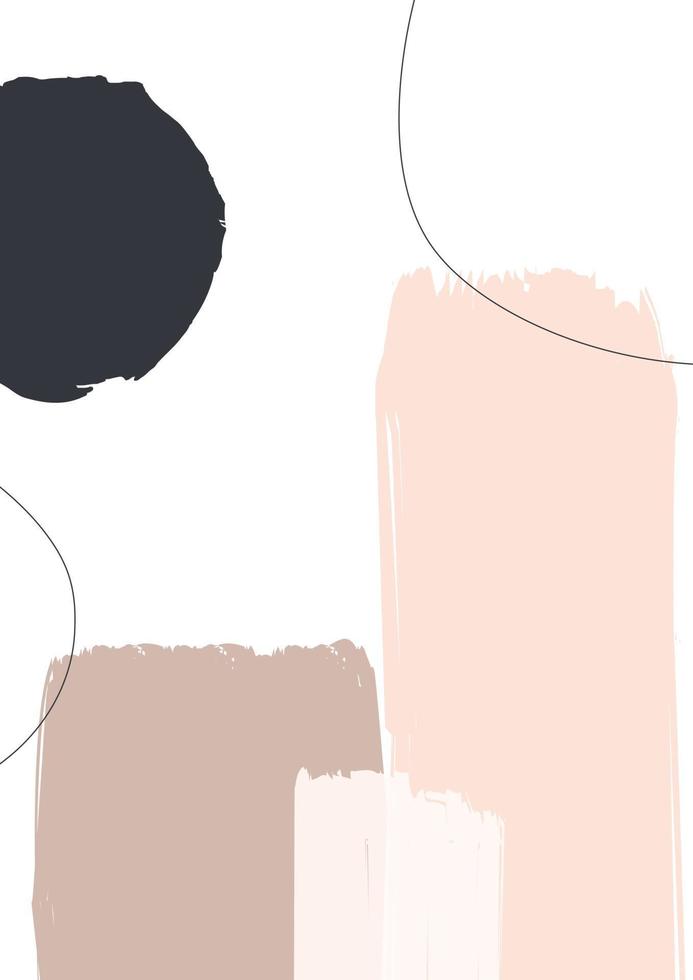 Abstract neutral shapes Nordic paint print. Scandinavian style poster background. Minimalist contemporary design vector illustration for wall decoration, home gallery, postcard, brochure cover