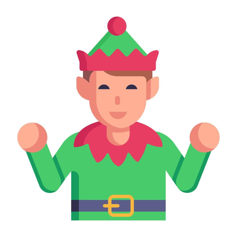 un icono de vector plano de niño de navidad