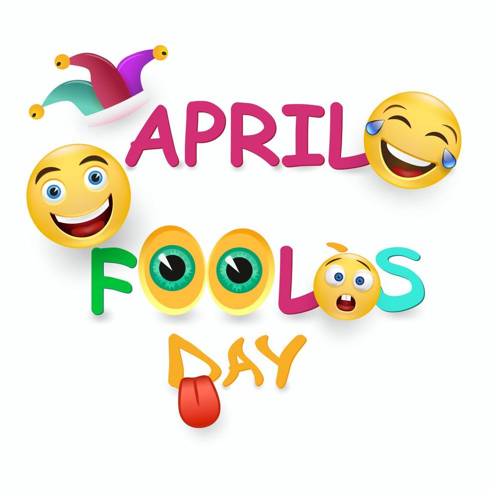April fool s day card - crazy facial expression on light coloured background - April fool s design template.Vector. vector