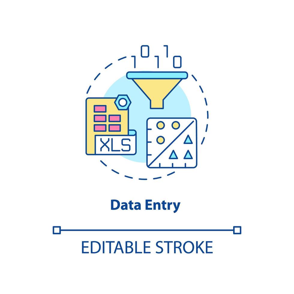 Data entry concept icon. Information input. Electronic formats. Basic digital skills abstract idea thin line illustration. Isolated outline drawing. Editable stroke. Arial, Myriad Pro-Bold fonts used vector
