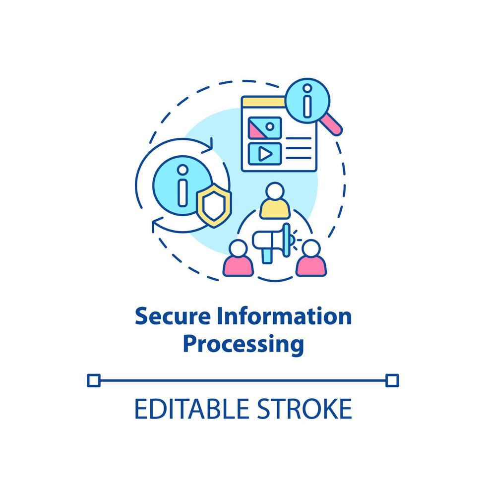 Secure information processing concept icon. Data changing. Basic digital skills abstract idea thin line illustration. Isolated outline drawing. Editable stroke. Arial, Myriad Pro-Bold fonts used vector