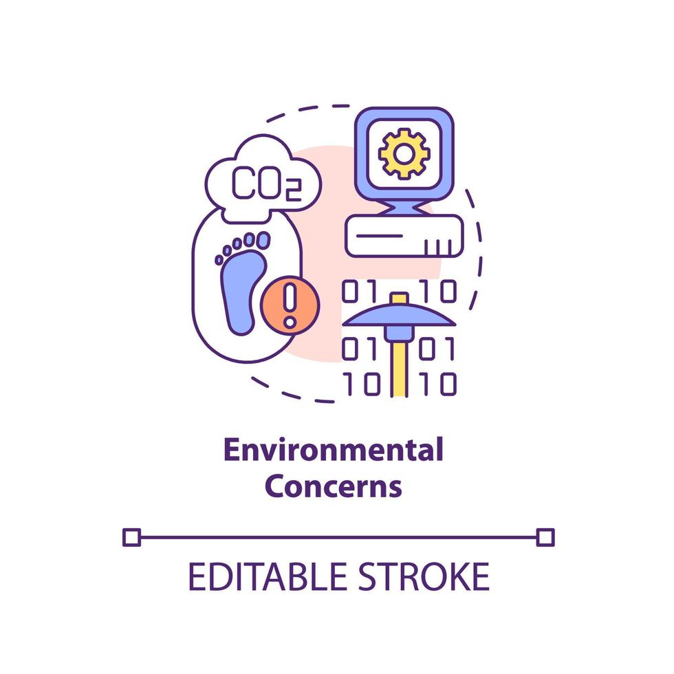 Environmental concerns concept icon. Cryptocurrency issue in nearest future abstract idea thin line illustration. Isolated outline drawing. Editable stroke. Arial, Myriad Pro-Bold fonts used vector