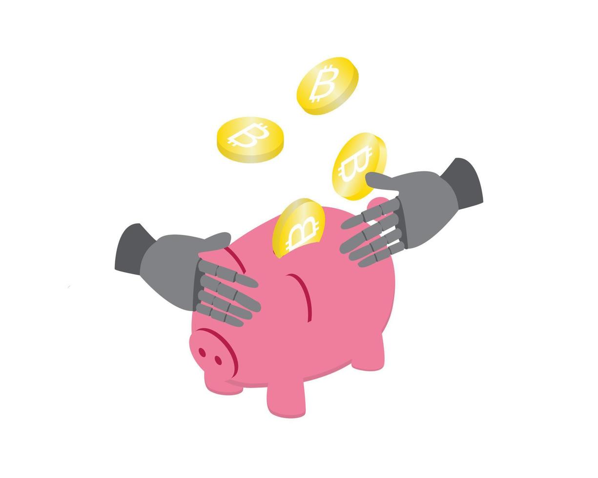 comercio automatizado o comercio de bots para el sistema de monedas criptográficas para usar robot o ai para la inversión vector