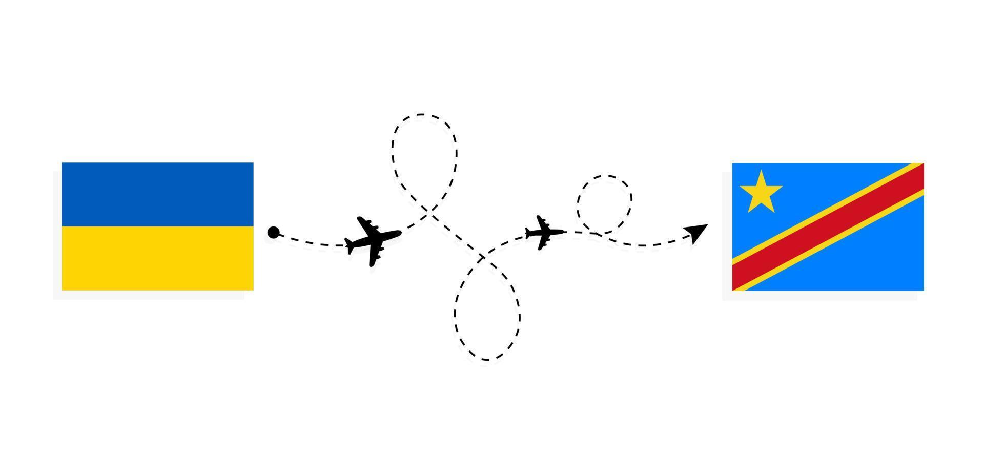 vuelo y viaje desde ucrania a la república democrática del congo por concepto de viaje en avión de pasajeros vector