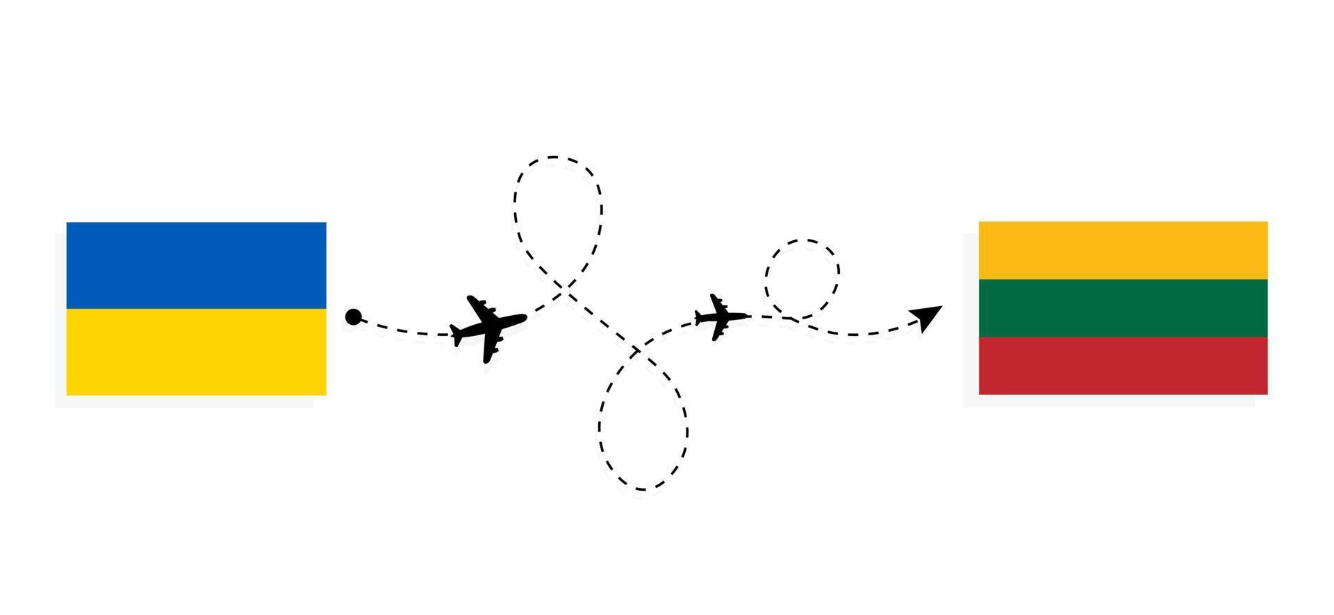 Flight and travel from Ukraine to Lithuania by passenger airplane Travel concept vector