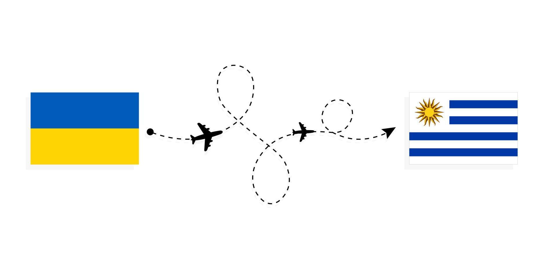 Flight and travel from Ukraine to Uruguay by passenger airplane Travel concept vector