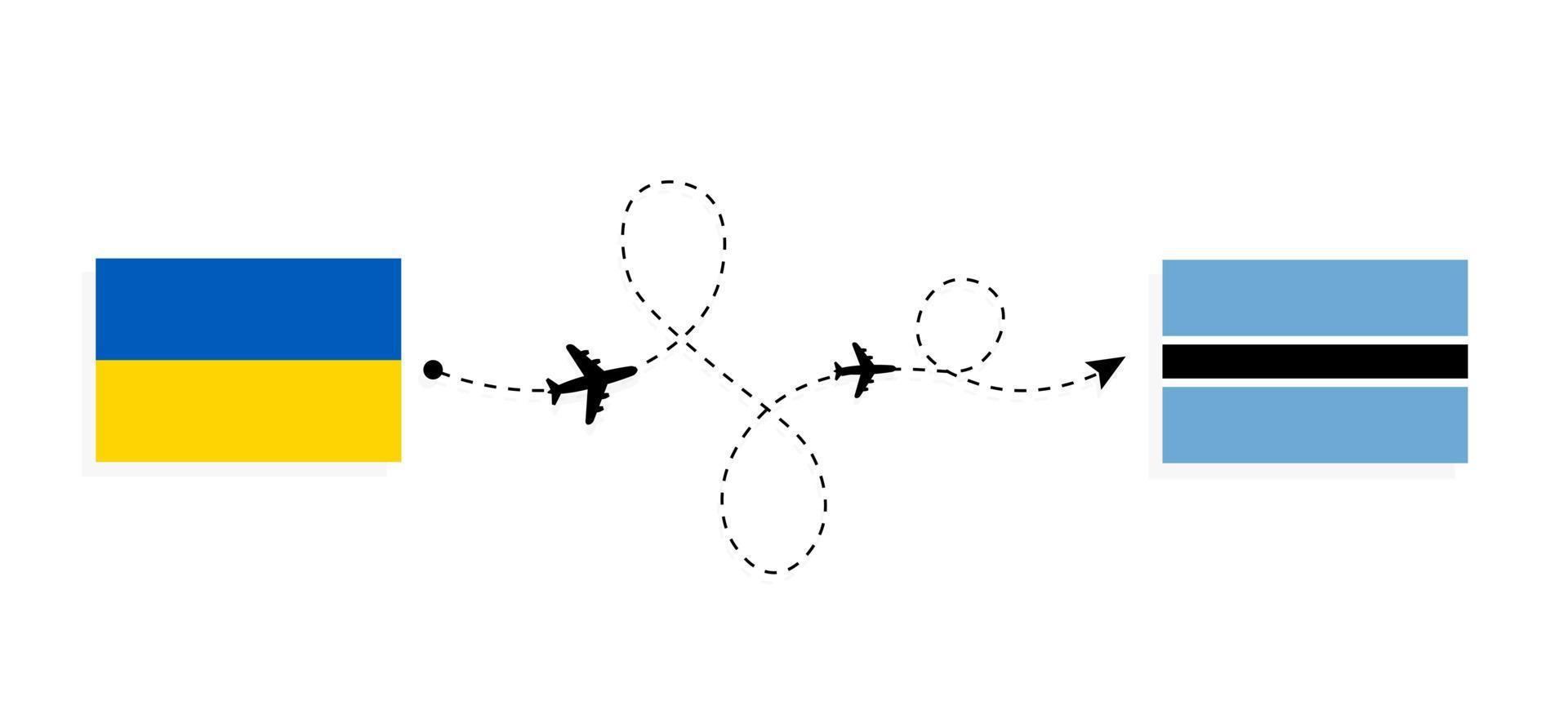 vuelo y viaje de ucrania a botswana por concepto de viaje en avión de pasajeros vector