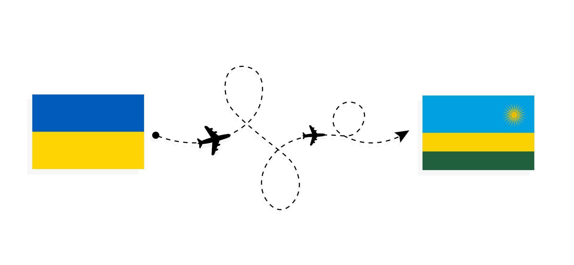 Flight and travel from Ukraine to Rwanda by passenger airplane Travel concept vector