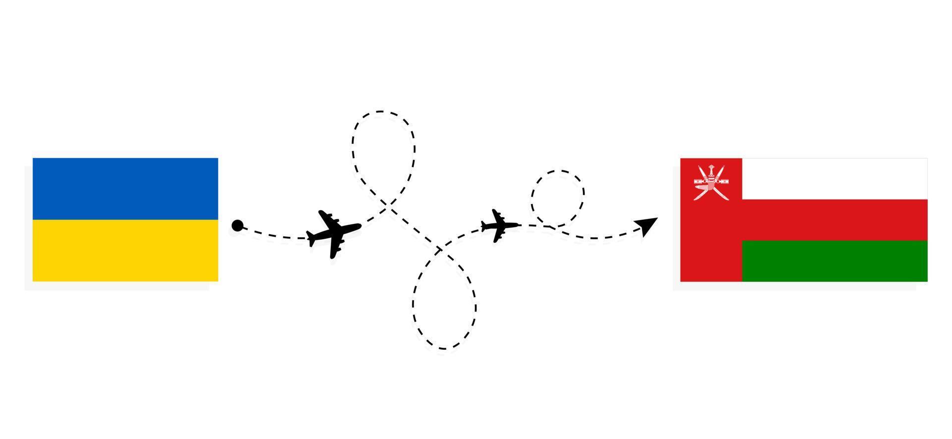 vuelo y viaje de ucrania a omán por concepto de viaje en avión de pasajeros vector