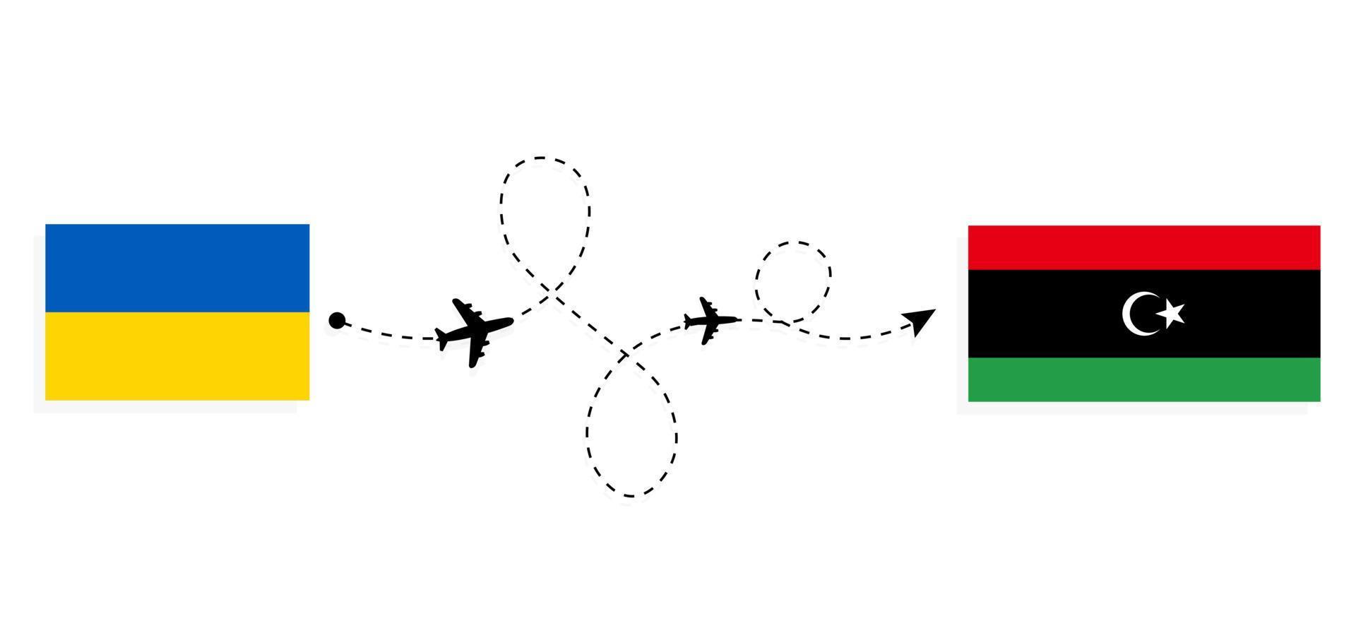 Flight and travel from Ukraine to Libya by passenger airplane Travel concept vector