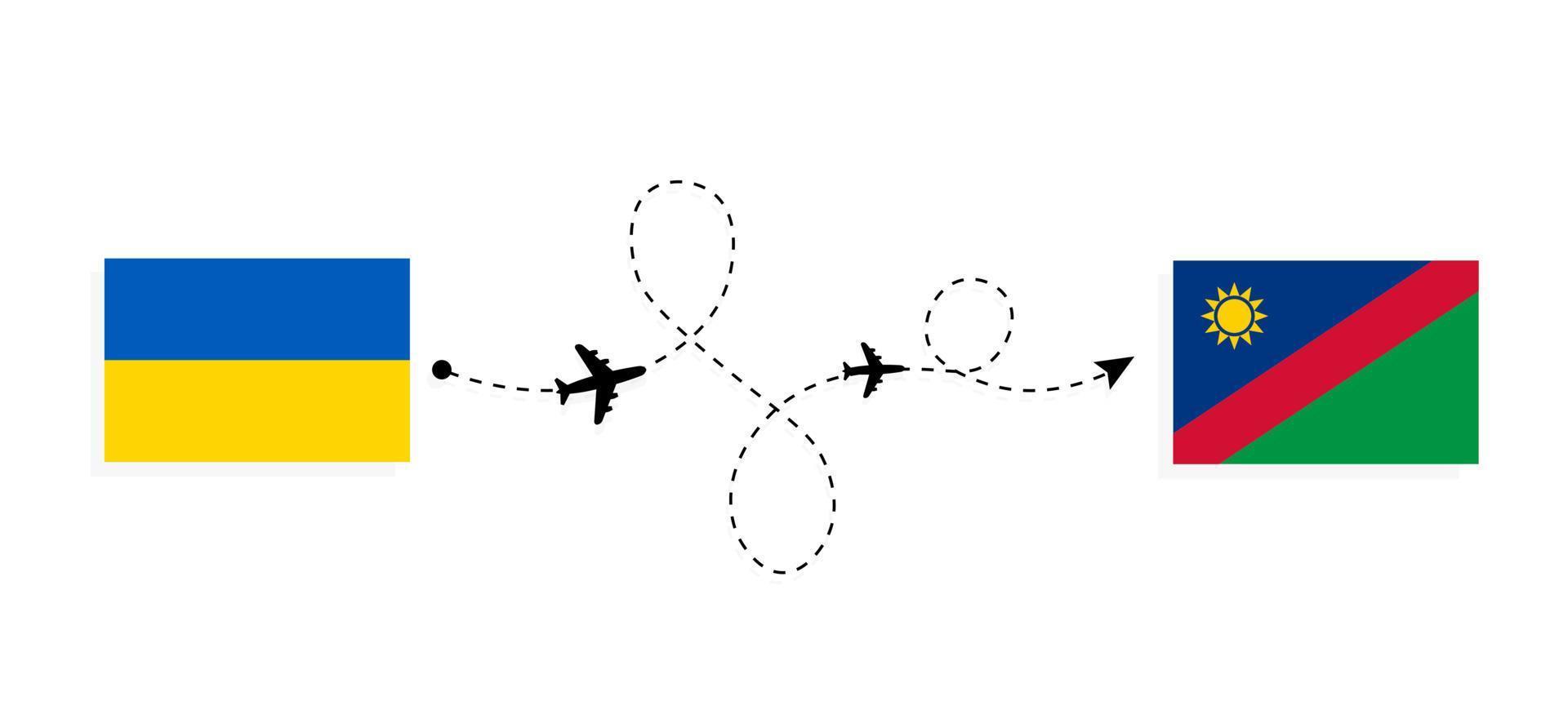 Flight and travel from Ukraine to Namibia by passenger airplane Travel concept vector
