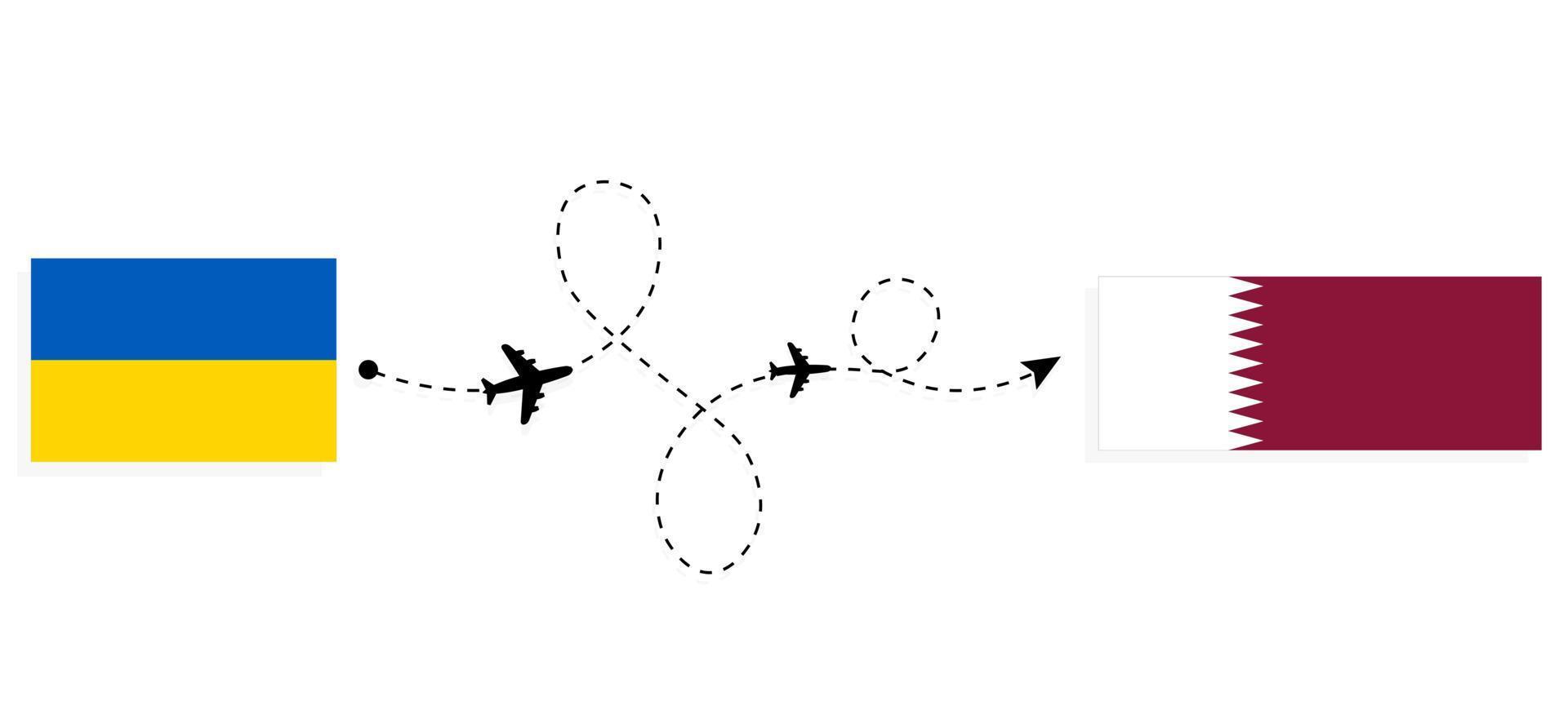 Flight and travel from Ukraine to Qatar by passenger airplane Travel concept vector