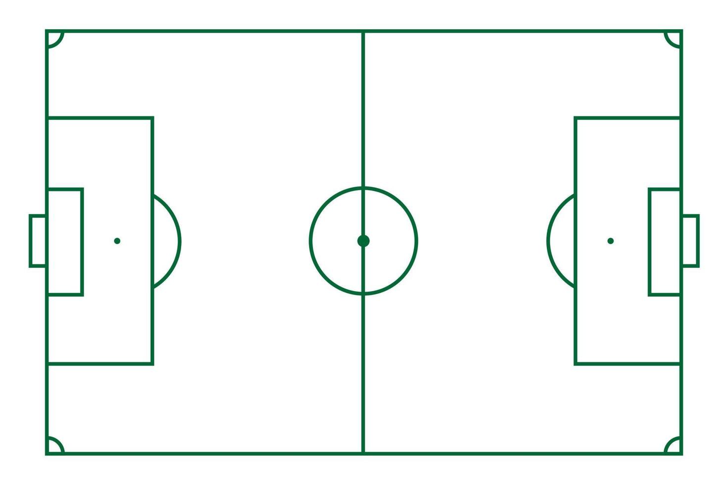 Top view of green football pitch or soccer field vector