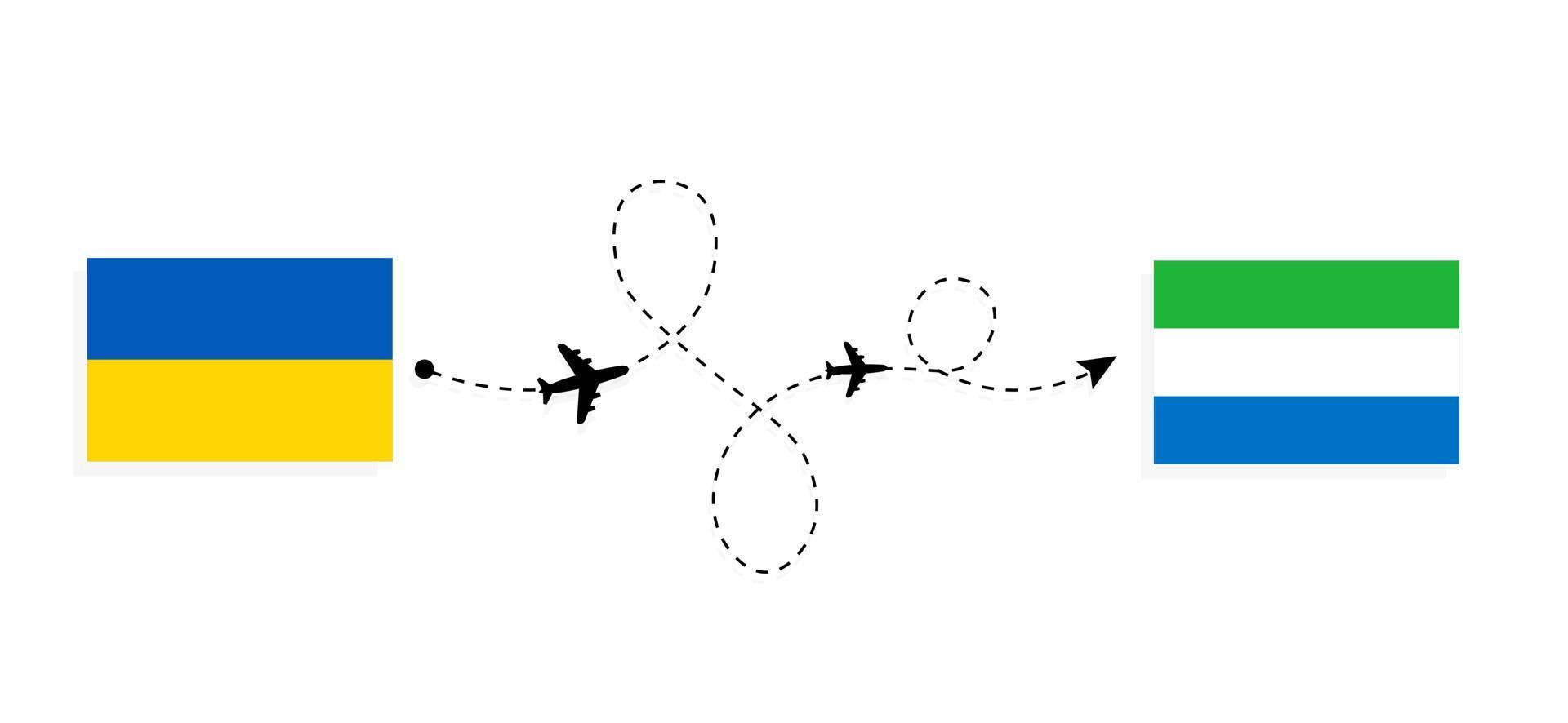 Flight and travel from Ukraine to Sierra Leone by passenger airplane Travel concept vector