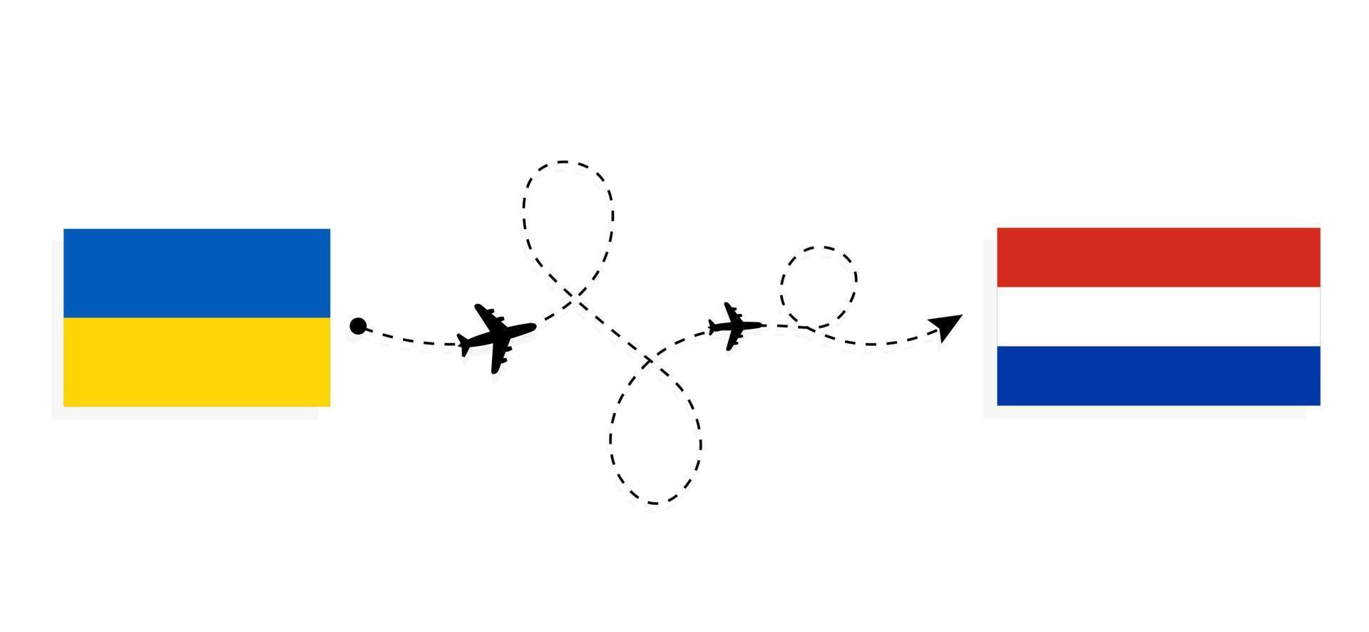 Flight and travel from Ukraine to Paraguay by passenger airplane Travel concept vector