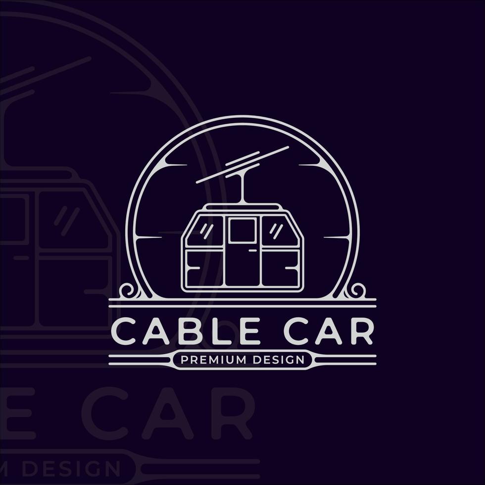 cable car or gondola logo line art simple minimalist vector illustration template icon graphic design. transportation business travel for vacation at mountain with badge