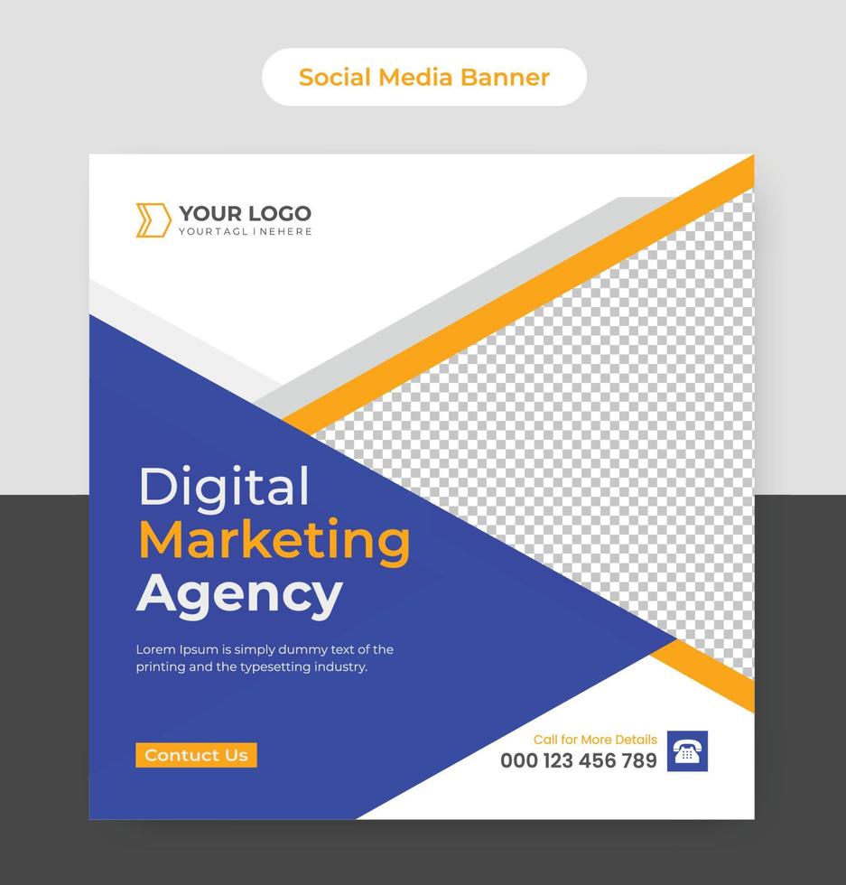 Digital marketing social media post design and business agency square banner idea vector template