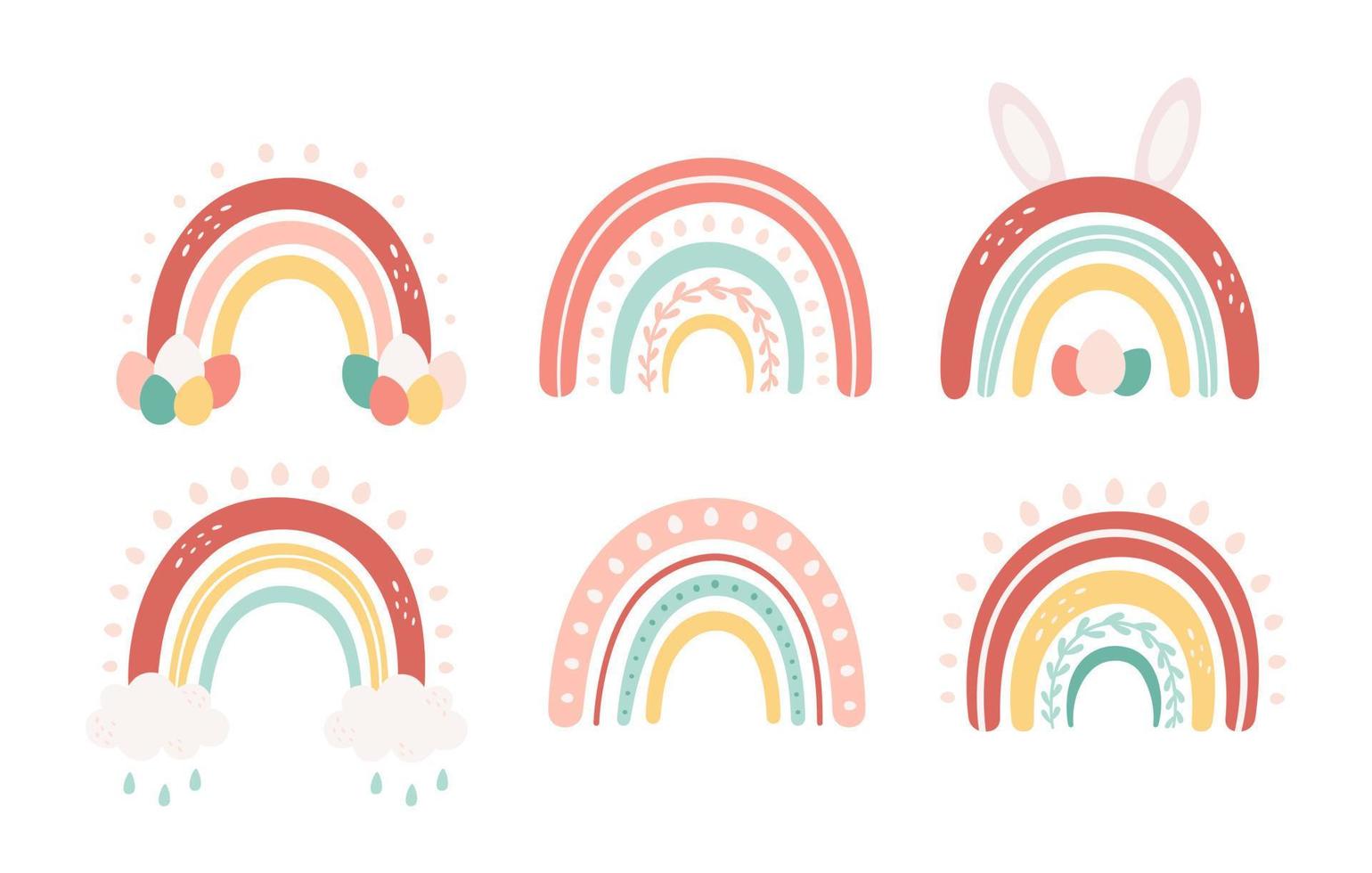 Easter rainbows collection. Happy Easter. vector