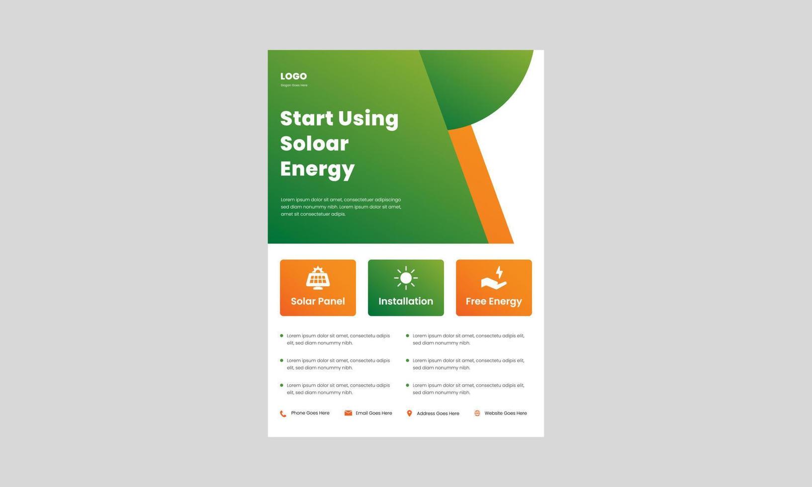 best solar energy flyer design template. best solar energy solution poster, leaflet design. solar energy flyer design print ready. vector