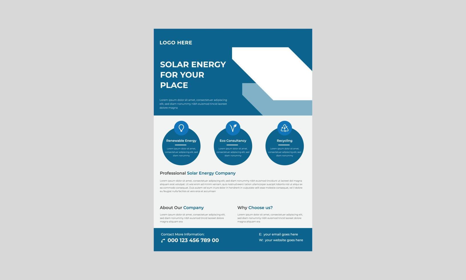 Solar Energy Flyer Templates, Solar Experts Solutions Flyer, Green Energy Flyer Design. Solar Energy Leaflet Template. vector