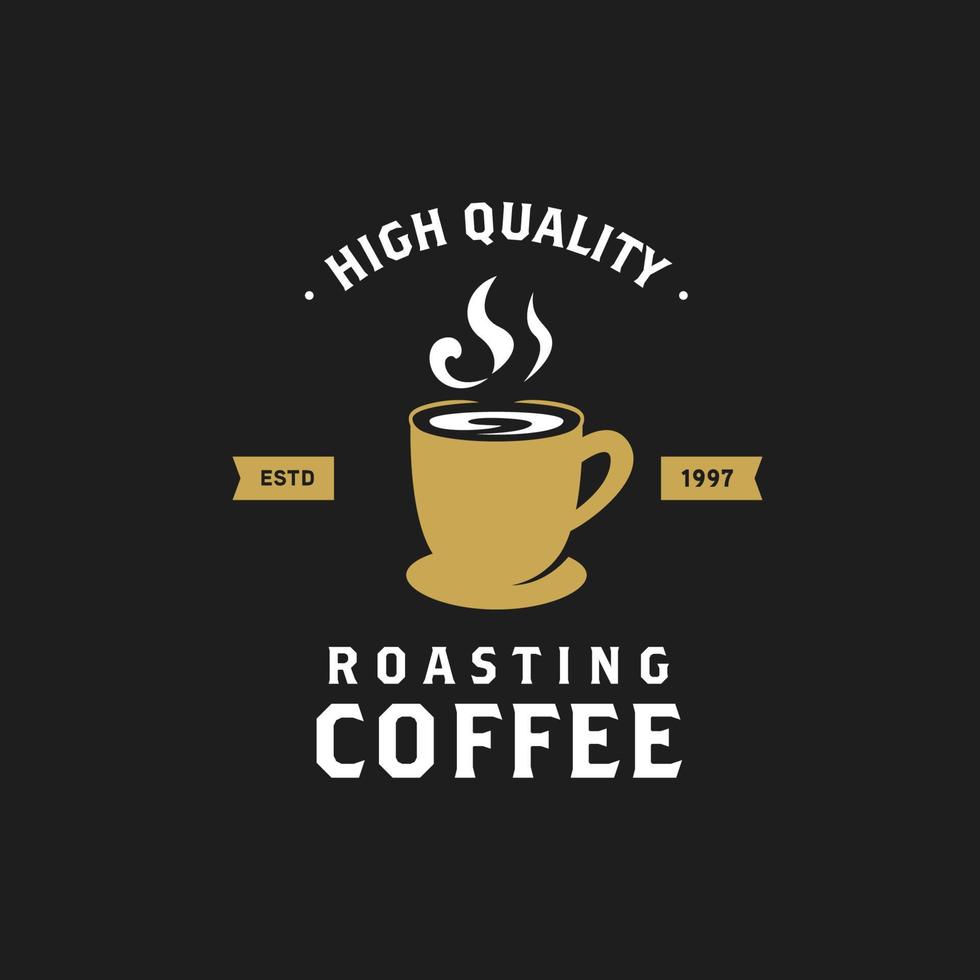 concepto de plantilla de insignia de ilustración de icono de logotipo de marca de café tostado de alta calidad vector