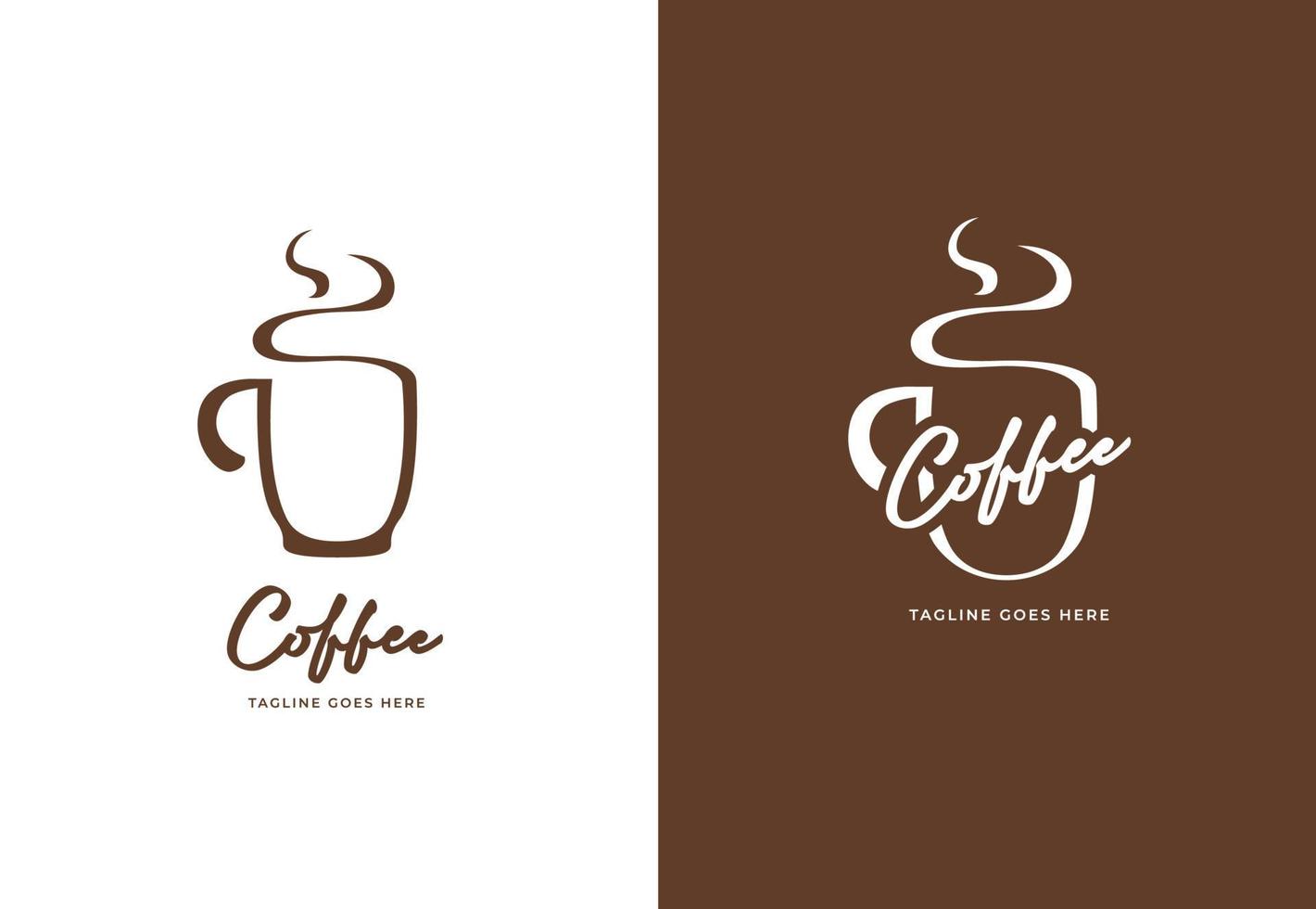 hot coffee mug logo, coffee mug sillhouette logo icon vector