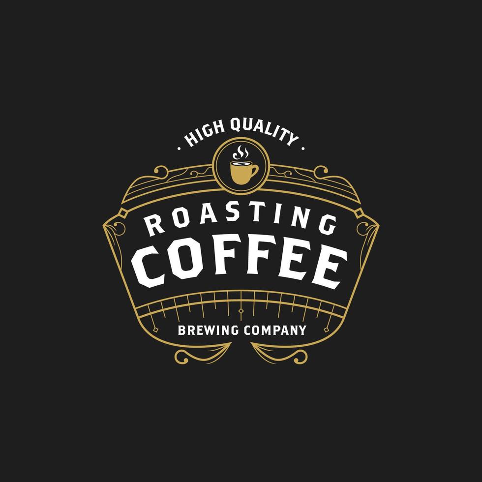 plantilla de emblema de concepto de insignia de logotipo de café tostado de estilo retro victoriano vintage vector