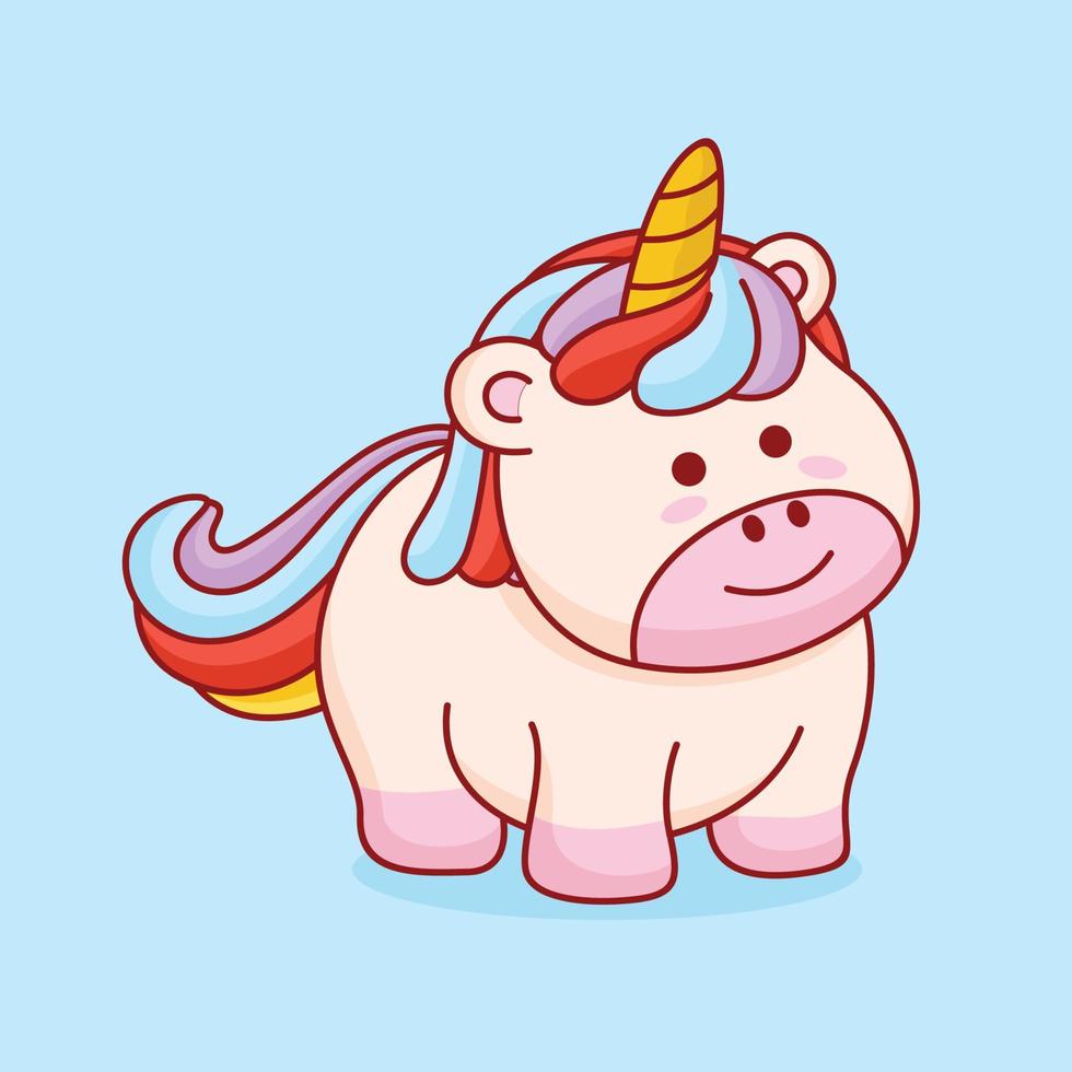 Cute unicorn cartoon illustration vector