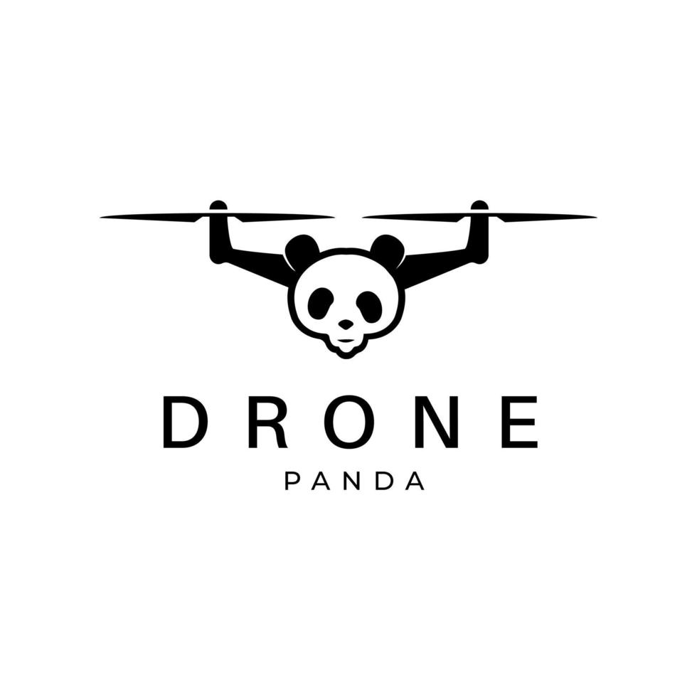 drone logo diseño vector plantilla panda cabeza ilustración