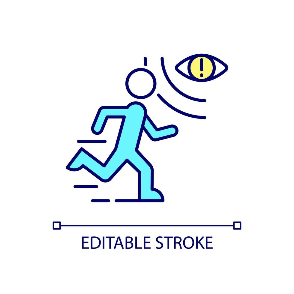 Video surveillance RGB color icon. Anti-theft solution. Real-time monitoring. Smart security system. Isolated vector illustration. Simple filled line drawing. Editable stroke. Arial font used