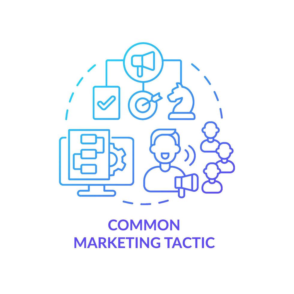 Common marketing tactic blue gradient concept icon. Influencers ads content. Promoting product abstract idea thin line illustration. Isolated outline drawing. Myriad Pro-Bold font used vector