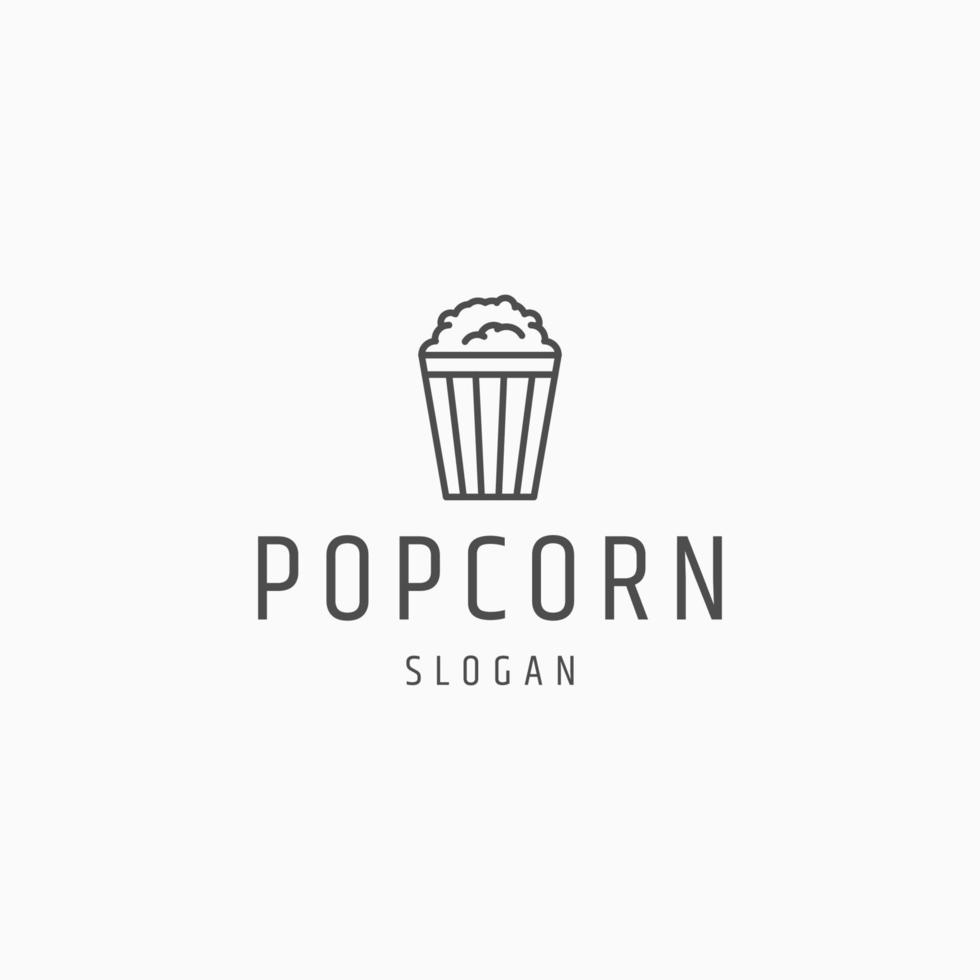 Popcorn line art logo icon design template vector