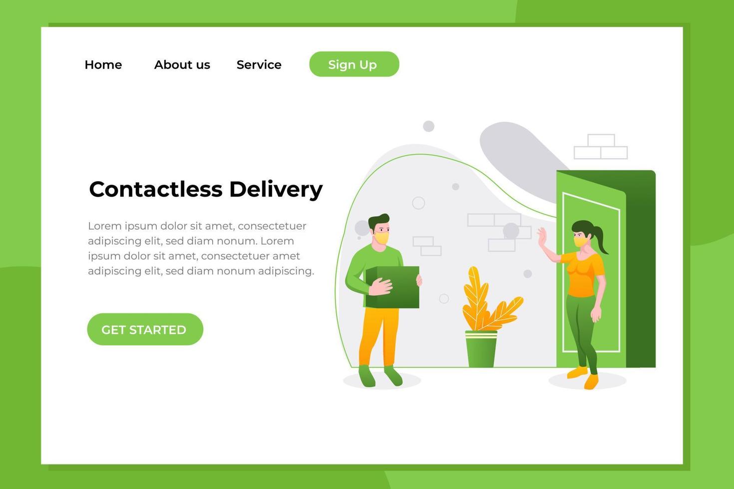 Unique Modern flat design concept of Contactless Delivery for website and mobile website. Landing page template. Easy to edit and customize. Vector illustration