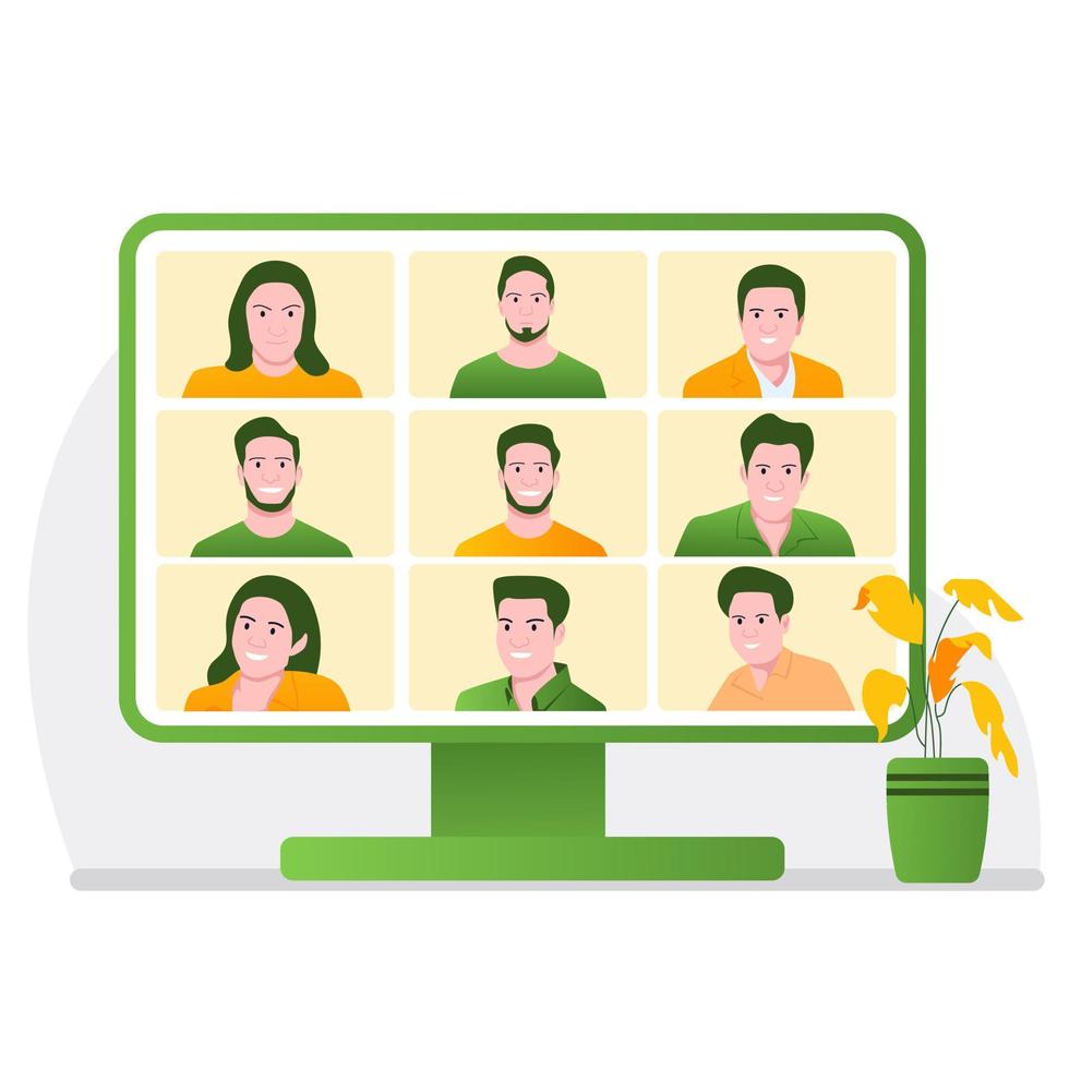 Video conference illustration in flat design style. good use for web design, mobile apps, banner. vector